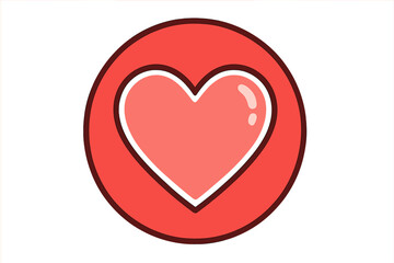 A red heart icon with a white highlight is centered inside a red circular frame with a dark border, set against a solid black background. This simple graphic represents love and care.