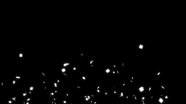 Confetti bomb effect with bright colorful pieces exploding, 4k black screen and transparent alpha version included for party, new year and anniversary motion graphics