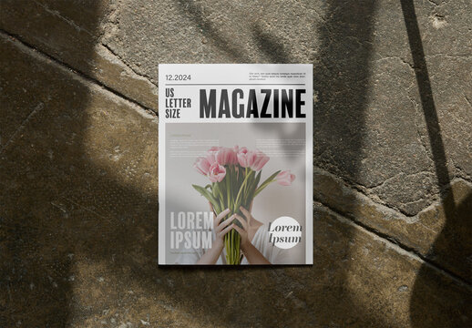 Mockup Of Us Letter Magazine With Customizable Cover