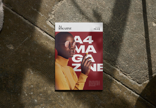 Mockup Of Closed A4 Magazine With Customizable Cover