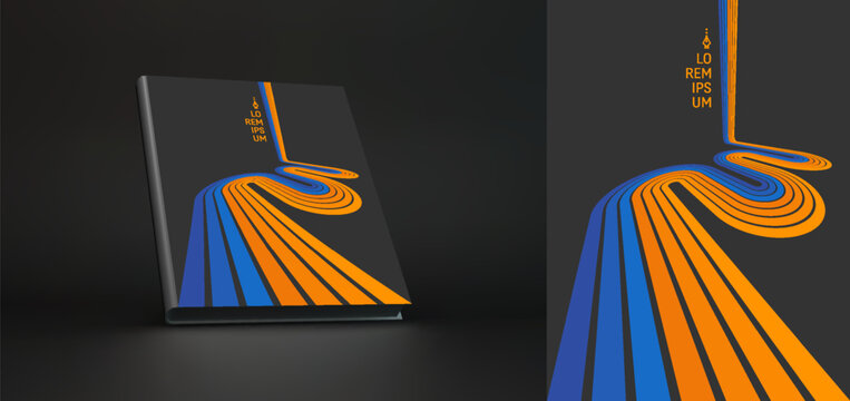 A retro 1970s-style background. Colorful lines. Abstract, dynamic curved ribbons. Cover design template. Vector illustration for brochure, planner, notebook or notepad.