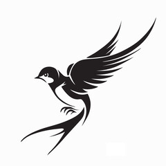 Fototapeta premium Flying Swallow Silhouette Vector Illustration on White Background
