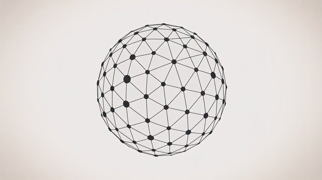 Geometric sphere network connection technology background with lines and dots on white
