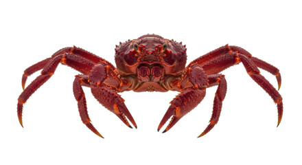 Isolated red spiky crab with large claws, marine invertebrate specimen, seafood product
