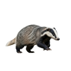 Obraz premium Badger Walking Isolated Black Background