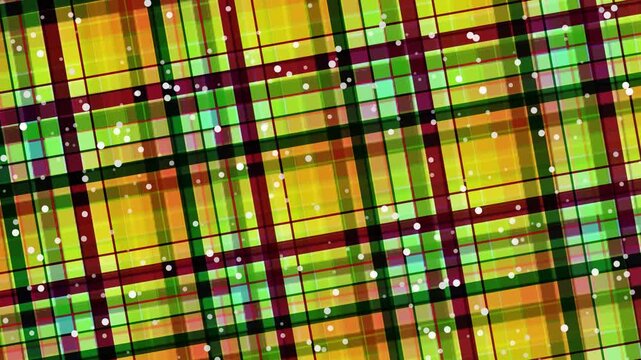 Abstract colorful plaid pattern with intersecting lines and dots background.