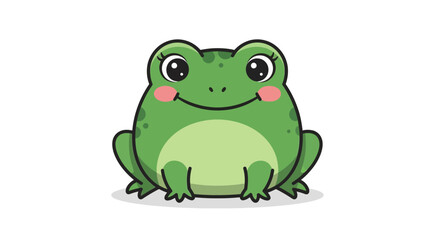 Fototapeta premium Cute Green Frog Cartoon Character Sticker