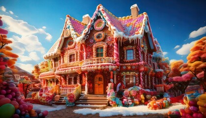 Whimsical Gingerbread House - A Sweet Holiday Dreamscape.