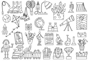 Obraz premium Teen Study And Relaxation Set With Lots Of Items And Adult Coloring Page