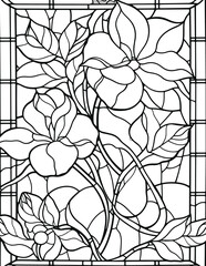 Stained glass flower coloring book