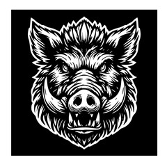 Fototapeta premium Pig head vector , vector illustration of a pig , silhouette of a pig