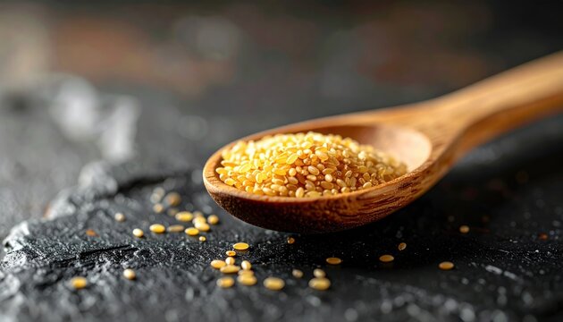 A FlyPro Firefly Single image featuring a tiny portion of dry, uncooked grains on a dark, textured surface, symbolizing a meager serving.