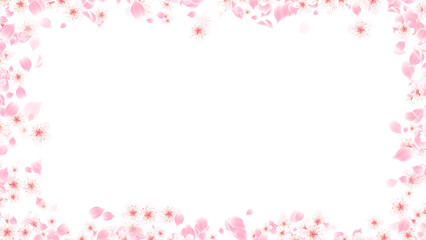 Spring Sakura Cherry Blossom Border Frame Floral on transparent background,png ,nature petals and buds season and spring sale isolated social media design element