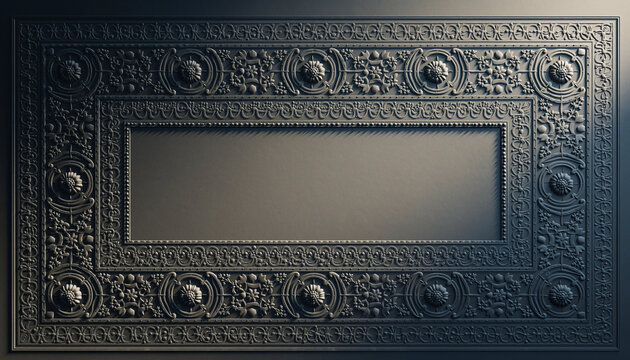 Ornate rectangular frame with intricate floral and geometric patterns.