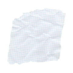 Obraz premium Crumpled White Graph Paper Scrap with Blue Grid Lines and Torn Edges Isolated on Black Background for Math Engineering and Scientific Design Elements