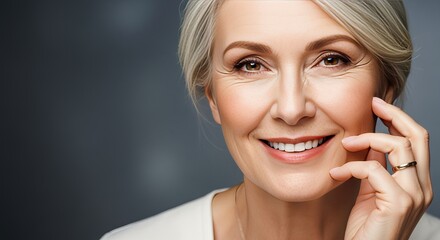 An Extremely High-Key Elegant Portrait of a Beautiful Older Woman for Health Aging Skincare Campaign