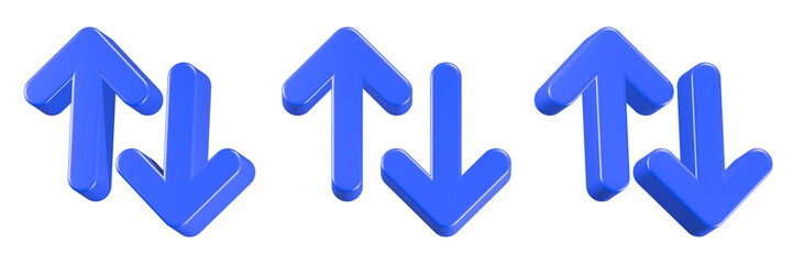 sort icon 3d render blue color