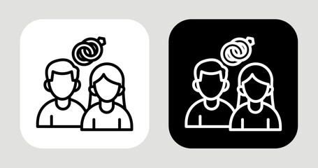 Fototapeta premium Marital Status Icon In Black and White Line Style
