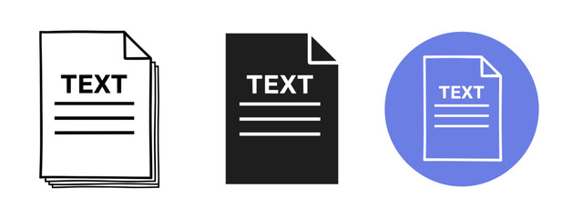 Document icons: stacked, dark, and circular variations for design use