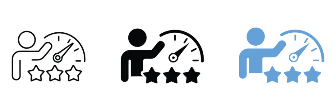 Over confidence icon set, multiple style collection with exaggerated self-belief, overestimation