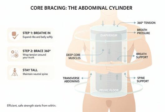 Core Bracing Technique for Abdominal Stability and Optimal Breath Support Through 360 Degree Tension Techniques for Enhanced Physical Performance and Posture Maintenance
