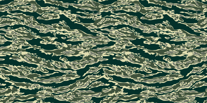 Hunting camouflage. Tiger stripe pattern. Tiger stripe camouflage pattern. Camouflage seamless pattern. Forest real tree camouflage design.