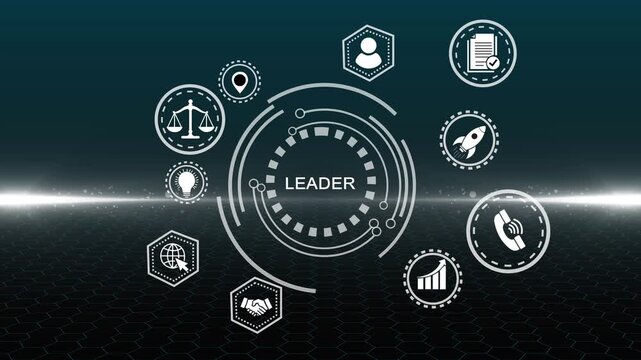 Presentation on how to become a leader or improving skills.glowing connections in different places on the map