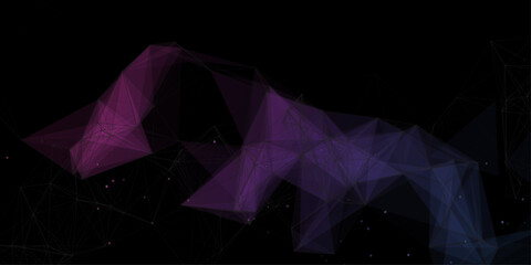 Abstract geometric background with connecting dots and lines with low poly triangle shapes. Polygonal Mesh Background Vector design digital technology concept Global network connection data structure. © Kainat 