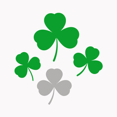 Four leaf clovers in green and gray