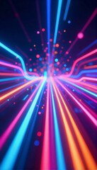 Blurry Vibrant Abstract Light Trails and Bokeh in Digital Space