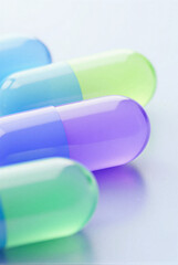 Vibrant Translucent Medical Capsules with Abstract Shallow Focus
