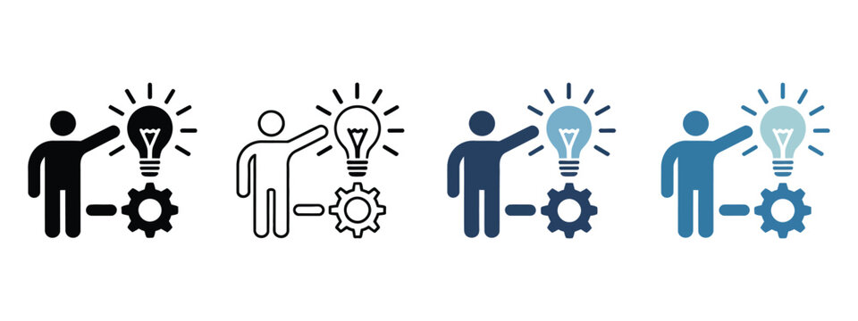 Proactive icon set, multiple style collection with anticipation, preparation, strategy, and action icons, clean vector illustration