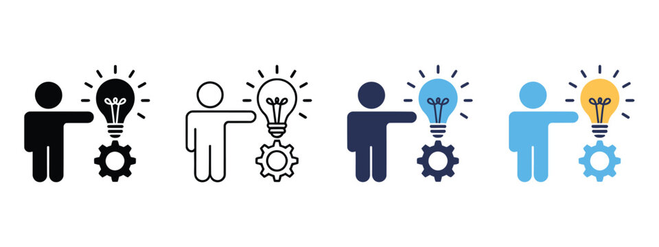 Proactive icon set, multiple style collection featuring initiative, forward thinking, planning, and problem prevention symbols