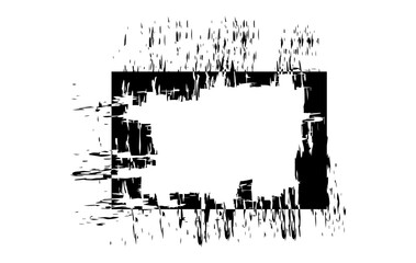 Black grunge frame features a distressed square border created with rough brush strokes and ink textures. Ideal for poster templates, social media graphics, and creative design layouts. 