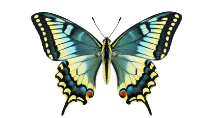 Obraz premium Isolated colorful butterfly, insect with beautiful bright pattern wings, wildlife nature