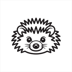 A hedgehog head vector style line art