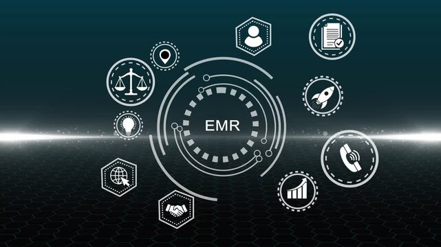 EMR. Electronic medical or health record ( EMR or EHR ). Medicine, insurance, digital healthcare and medical document management online system