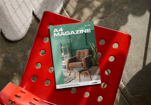 Mockup Of A4 Magazine, Customized Front Cover