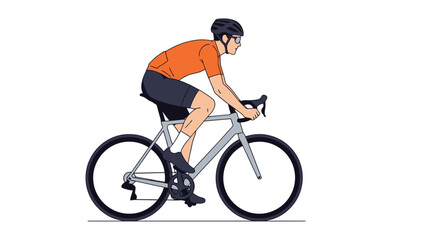 Obraz premium Man riding a road bicycle wearing helmet and cycling gear.