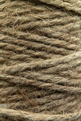 Super-macro of natural jute twine fibers with rough texture 