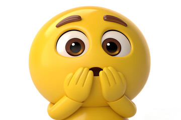 Shocked Emoji 3D Hands Over Mouth, Surprised Yellow Face Gasp, Oh No Emoji Render