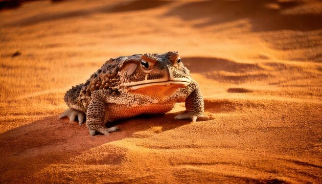 Desert Toad - A solitary amphibian in a sandy landscape.