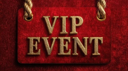 hanging vip event sign on red carpet background