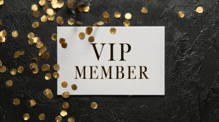 golden vip member card on confetti background