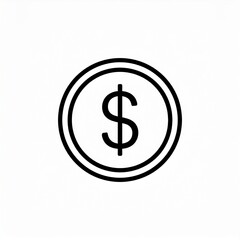 Obraz premium Dollar sign icon in black and white minimalist circular design for finance and business