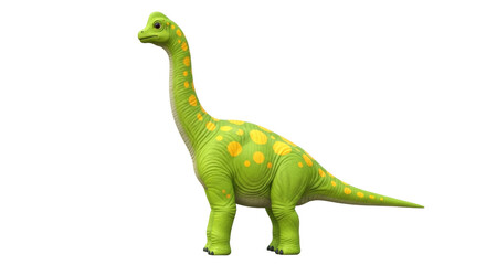 Obraz premium Isolated Brachiosaurus dinosaur toy figure with green skin and yellow spots for design needs