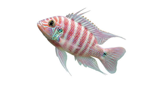 Isolated Herotilapia multispinosa, Rainbow cichlid aquarium fish species from Central America