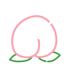 桃（もも）のシンプルイラストアイコン(ラインのみ)