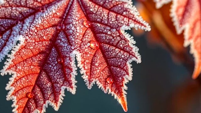 Frosty Maple Leaf Close-Up - A Winters Tale of Natures Beauty and Resilience.