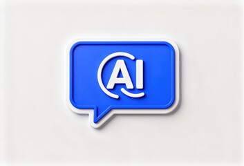 AI communication symbol in blue speech bubble conveying digital dialogue and modern interaction expressing technological evolution and artificial intelligence dynamics